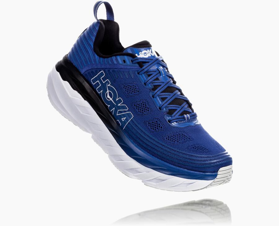 Hoka One One Mens Running Shoes - Bondi 6 - Blue/White - RKLJ94086